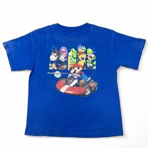 Y2k 2010 Mario kart Wii graphic blue T-shirt